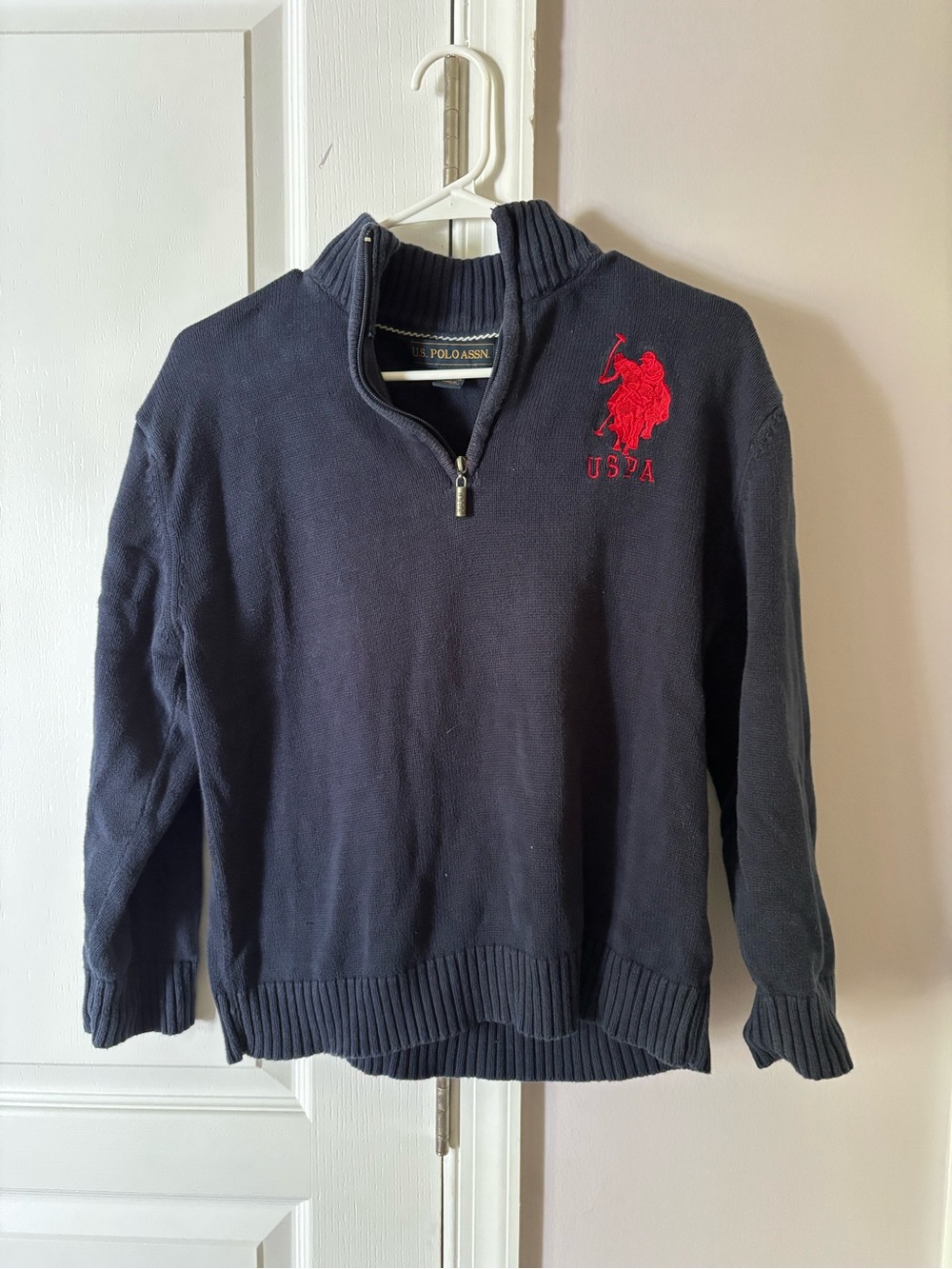 VINTAGE U.S. Polo Assn. Navy Half-Zip Sweater with Red Logo
